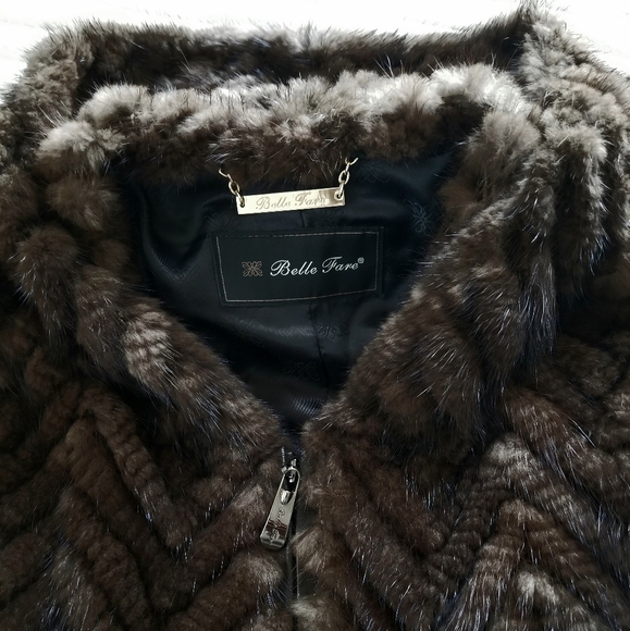 Belle Fare Knitted Mink Poncho Cape With Hood - Picture 4 of 13